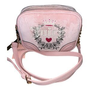 Juicy Couture Pink Diamond Heritage Crossbody Velour Shoulder Purse Handbag NWT